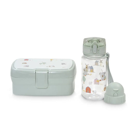 SET FIAMBRERA+BOTELLA AGUA + 2 TAPONES MODELO GRANJA KOALA VERDE INTERBABY