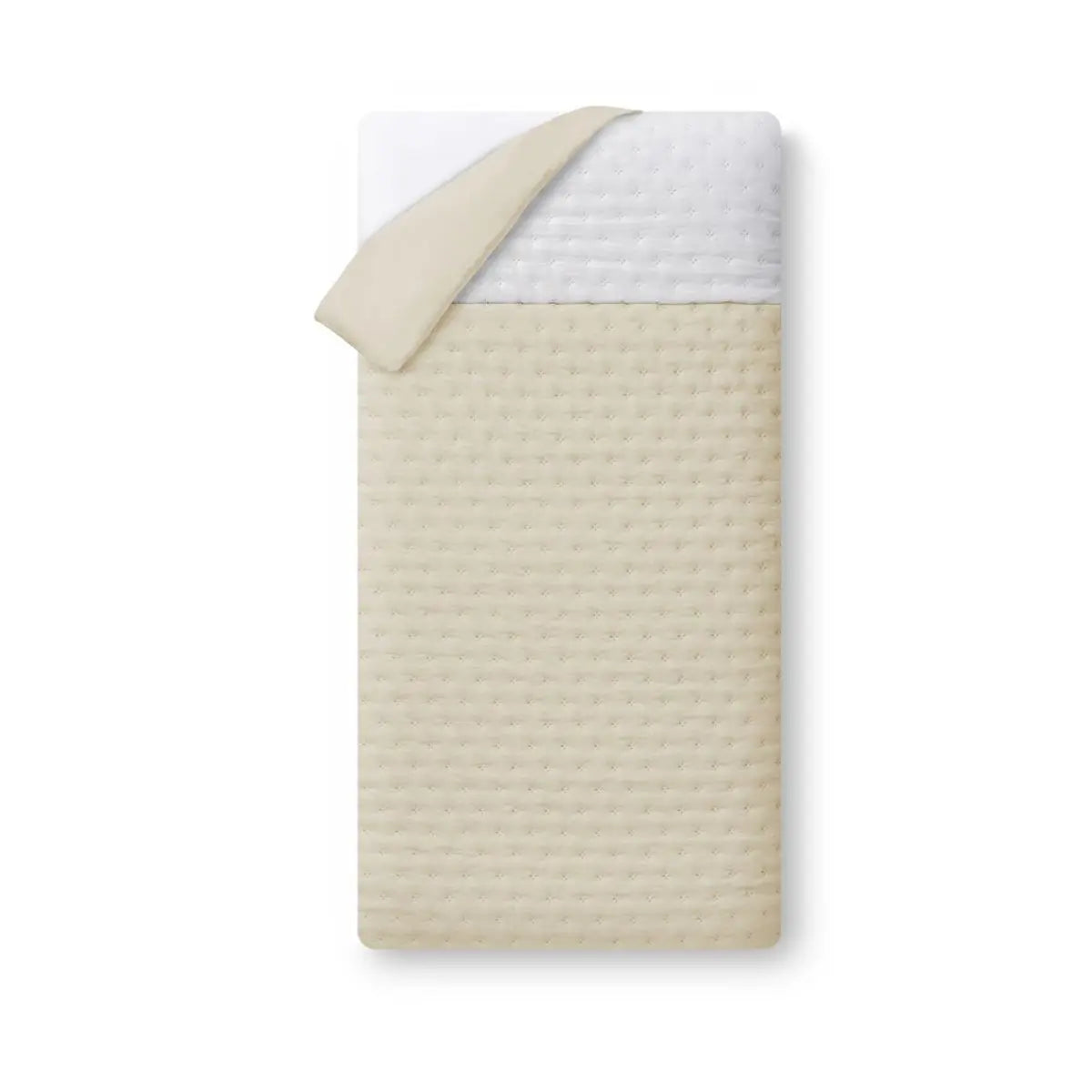 FUNDA NORDICA REVERSIBLE DESENFUNDABLE CON RELLENO+ CHICHONERA MOD. GOFRADO BEIGE INTERBABY