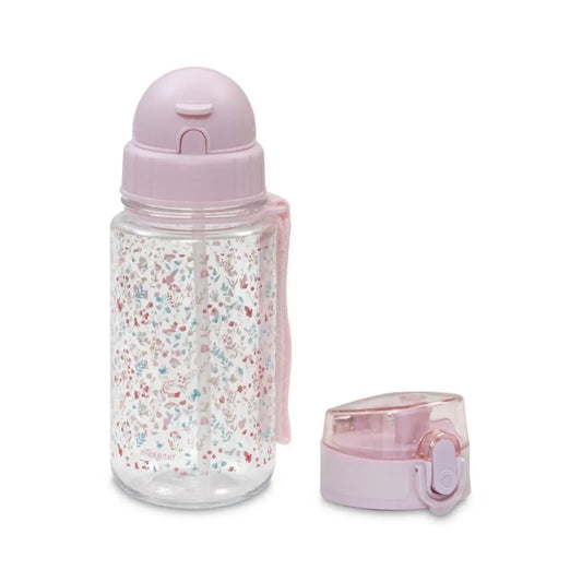 BOTELLA DE AGUA CON PAJITA MODELO PETALOS ROSA INTERBABY