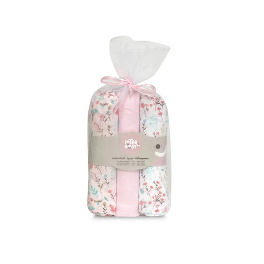 GASAS 80X80 PACK3 MODELO PETALOS ROSA INTERBABY