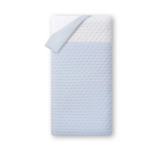 FUNDA NORDICA REVERSIBLE DESENFUNDABLE CON RELLENO+ CHICHONERA MOD. GOFRADO AZUL INTERBBAY