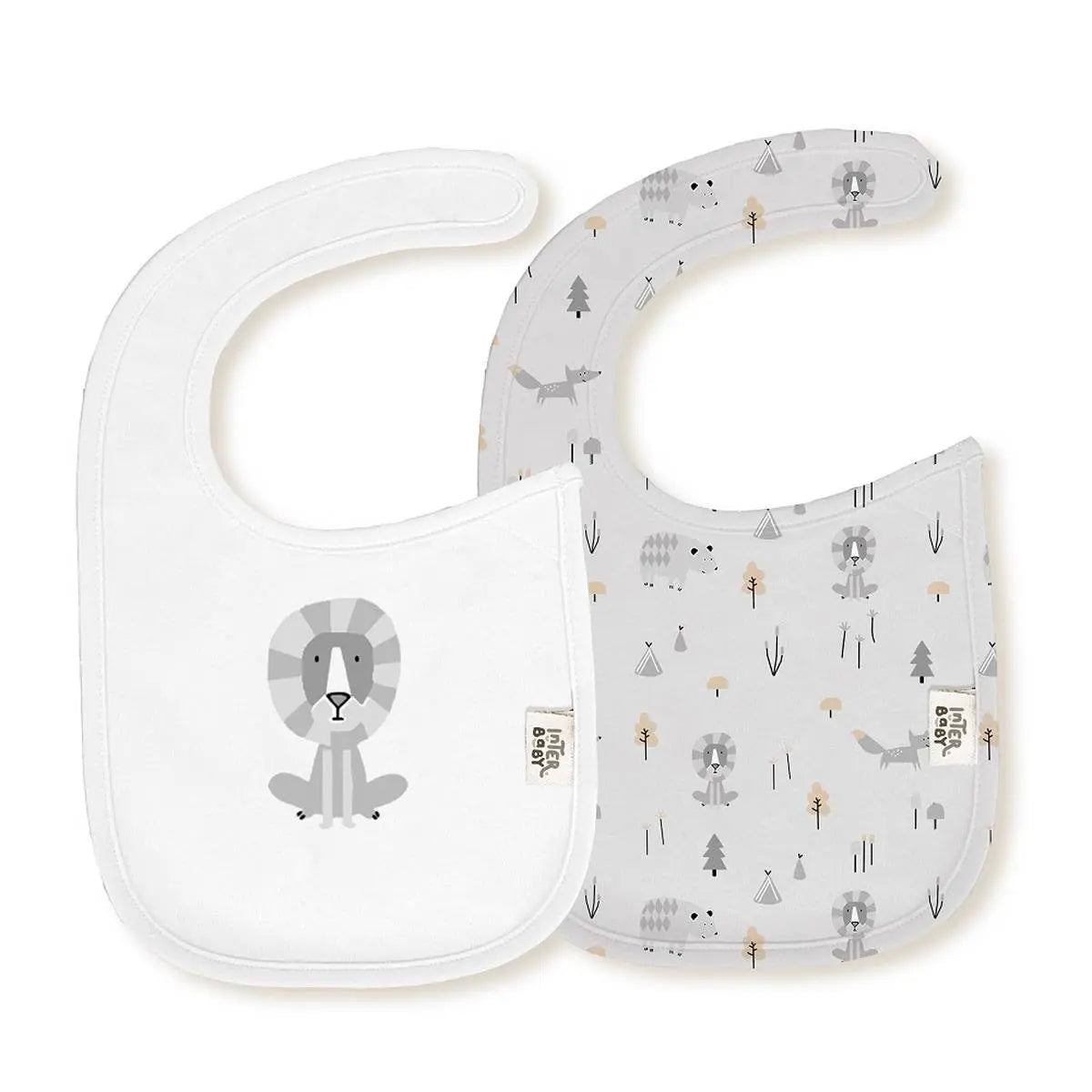 PACK 2 BABEROS 340 20X30 FOX BCO/GRIS INTERBABY