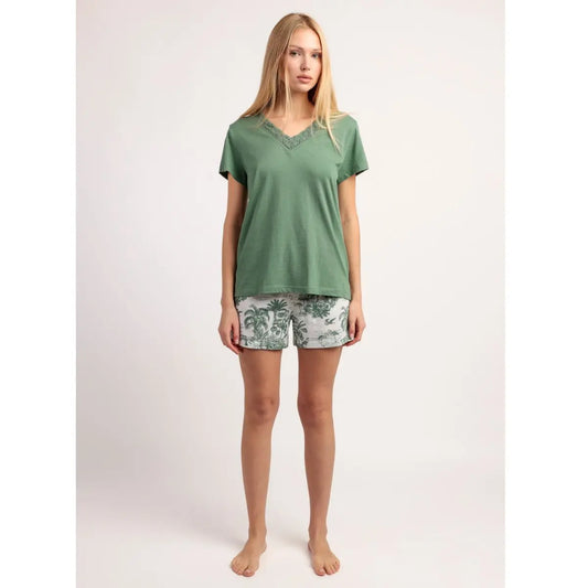PIJAMA MUJER MANGA CORTA 64131 VERDE HOJA ADMAS