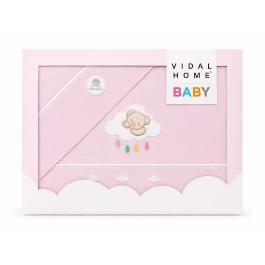 JUEGO DE SABANAS TELA CUNA 11060 ROSA VIDAL HOME BABY
