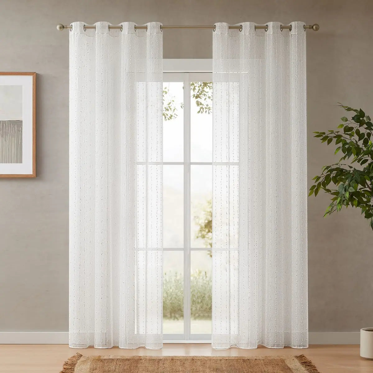 VISILLO POMPON LINO VD-5404 CRUDO 140X265 CAMALTEX