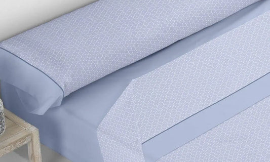JUEGO DE SABANAS TELA DIAMANTES AZUL TROVADOR