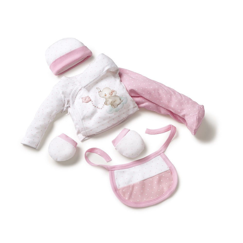 SET REGALO 5 PCS 100%ALG  T 0-6M ELEFANTITO ROSA INTERBABY
