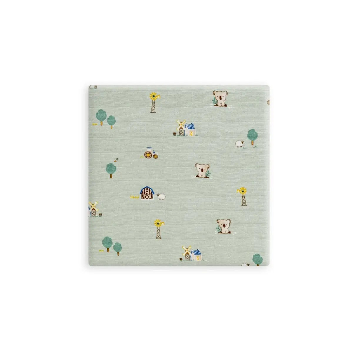 MUSELINA 120 x 120 MODELO GRANJA KOALA VERDE INTERBABY