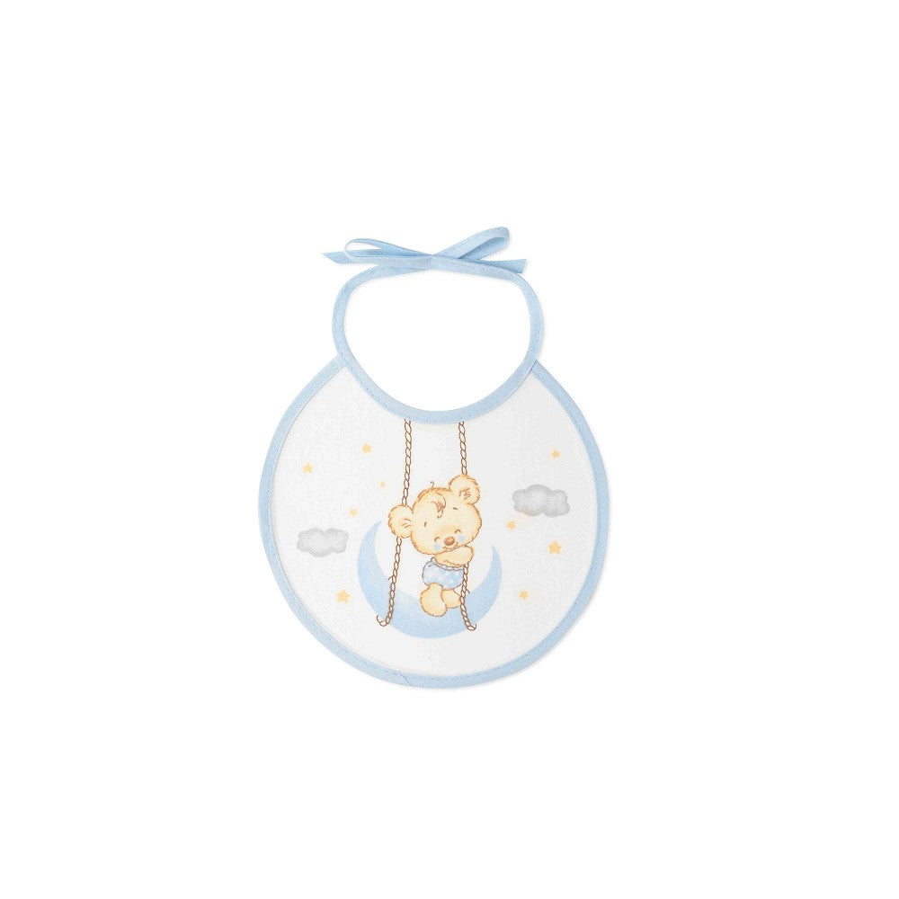 PACK 2 BABEROS OSITO LUNA ESTRELLAS 20X20 AZUL INTERBABY