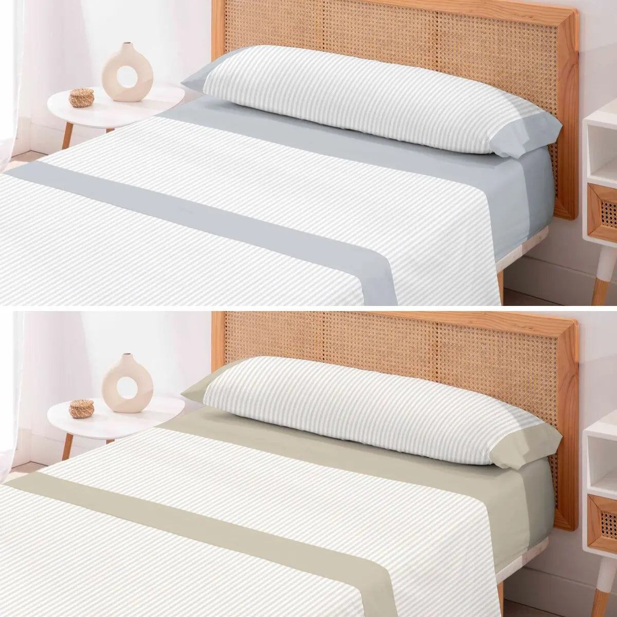 JUEGO DE SABANAS TELA NESALI BEIGE KARAMELO