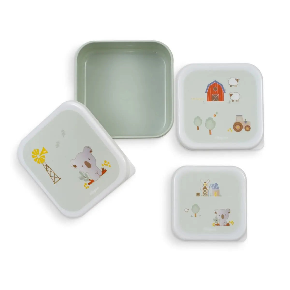 SET DESAYUNO 3 PIEZAS MODELO GRANJA KOALA VERDE INTERBABY