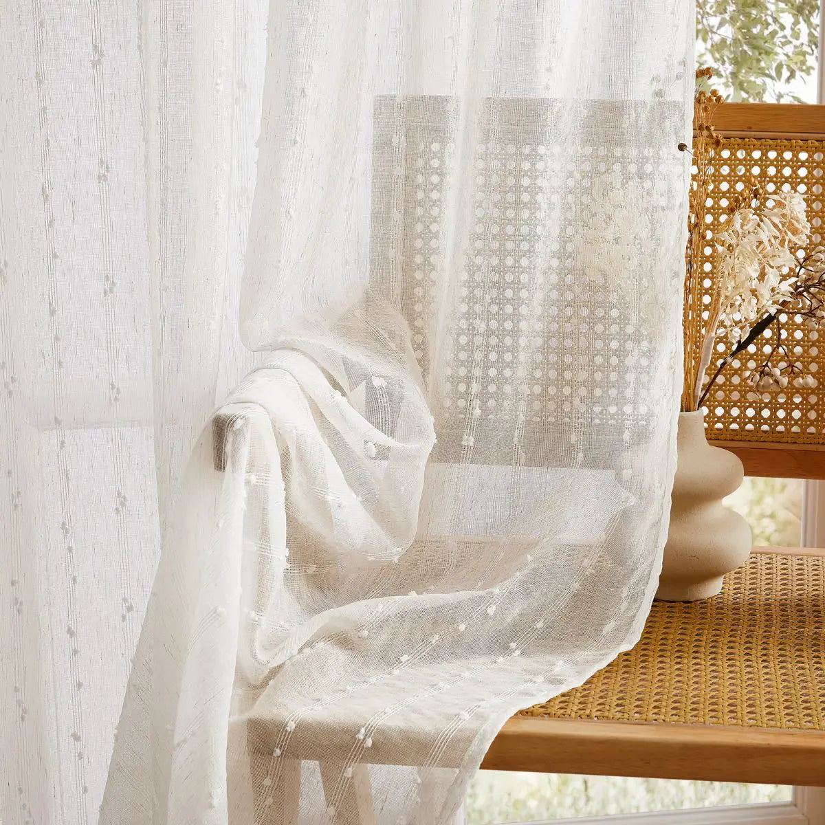 VISILLO POMPON LINO VD-5404 CRUDO 140X265 CAMALTEX