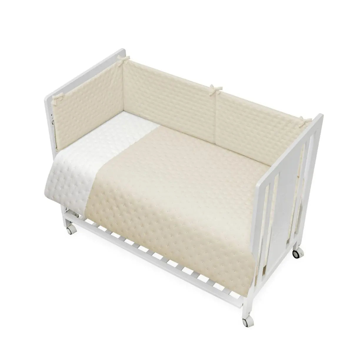 FUNDA NORDICA REVERSIBLE DESENFUNDABLE CON RELLENO+ CHICHONERA MOD. GOFRADO BEIGE INTERBABY