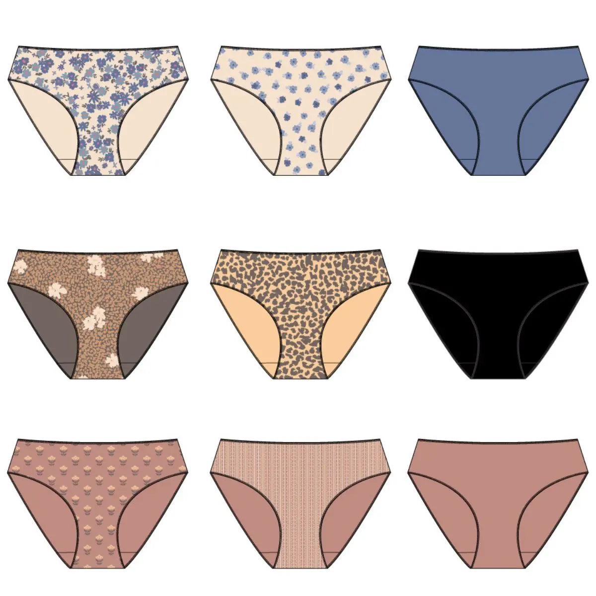 PACK 3 BRAGUITAS MIDI NIÑA REF 210 BROWN ANIMAL PRINT WATERLEMON