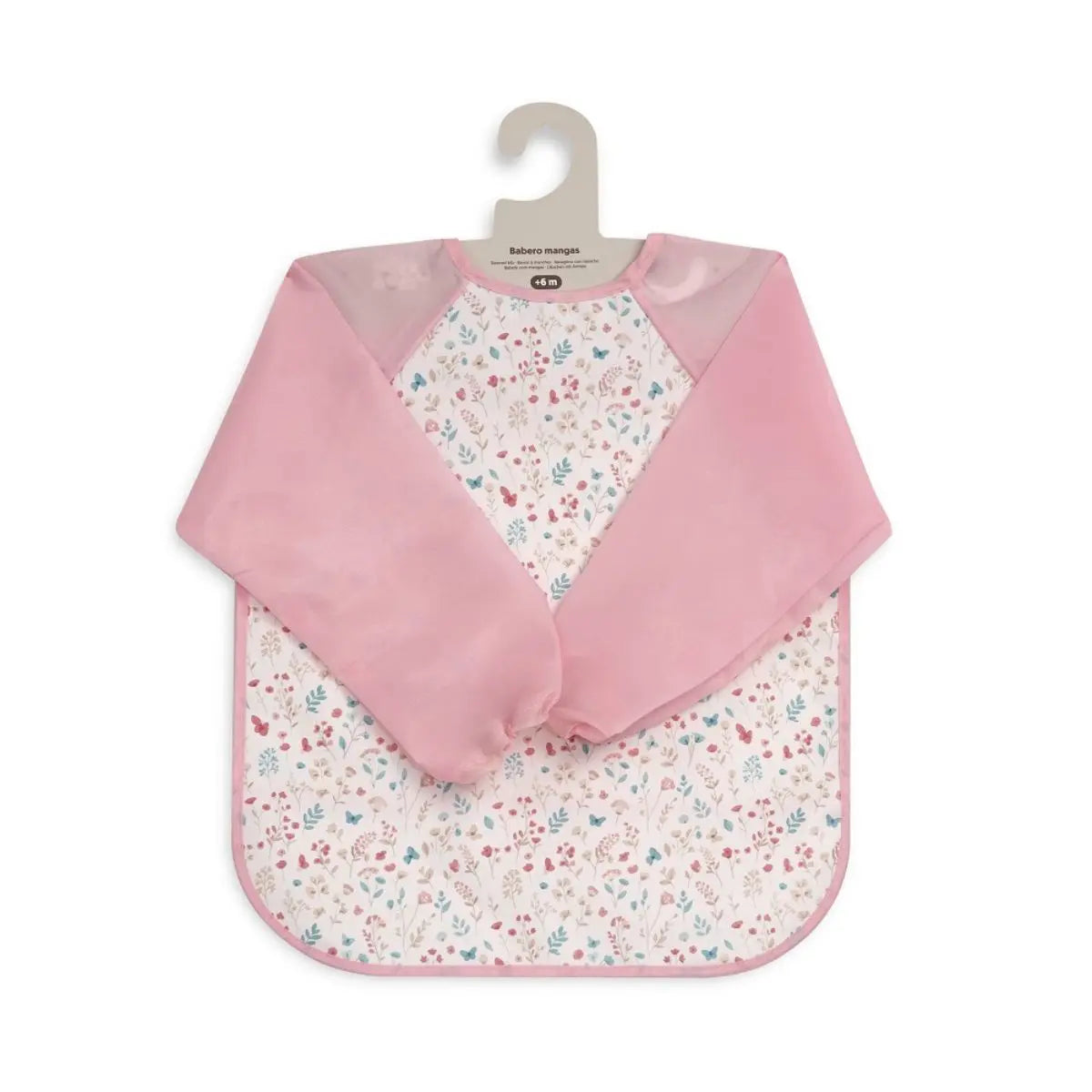 BABERO CON MANGAS ESTAMPADO FLORES PETALOS ROSA INTERBABY