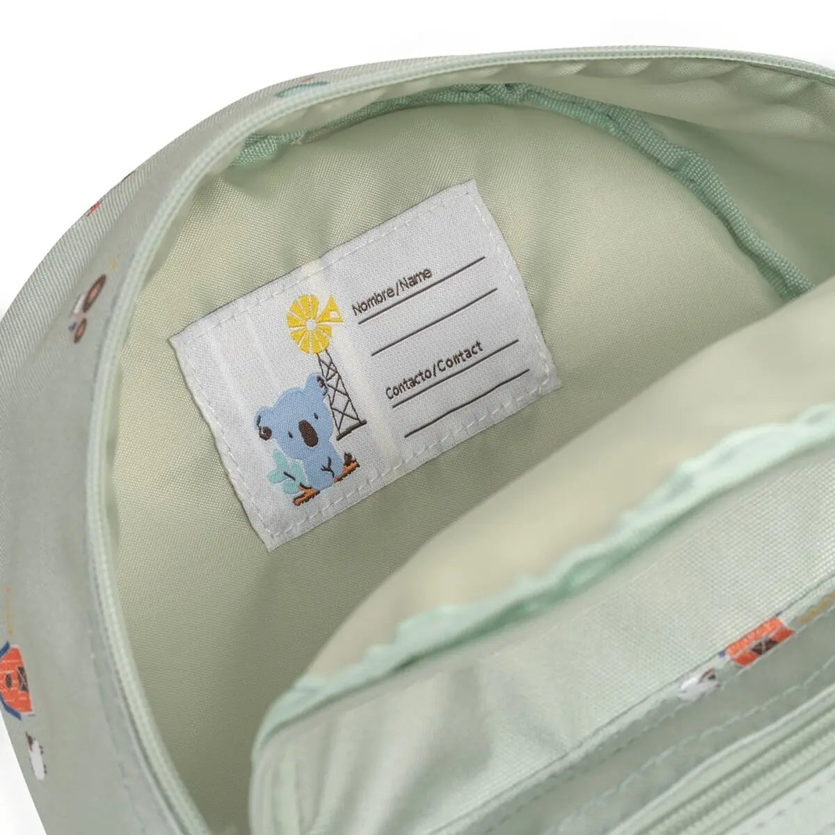 MOCHILA INFANTIL MODELO GRANJA KOALA VERDE INTERBABY