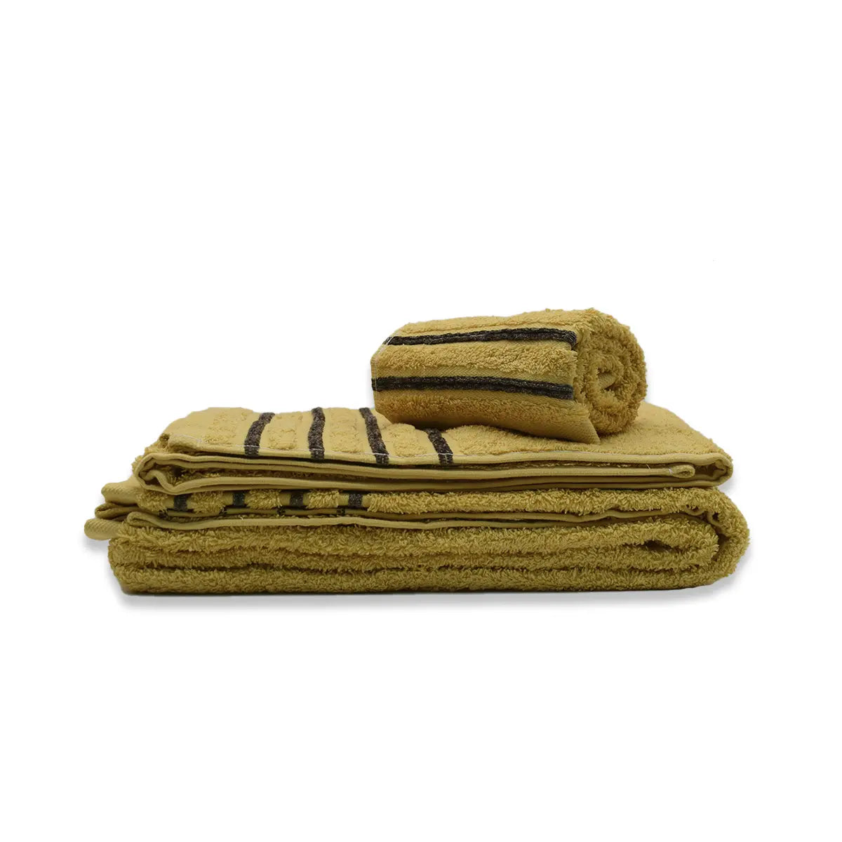JUEGO DE TOALLAS 600GR 3 PIEZAS CHENILE MOSTAZA