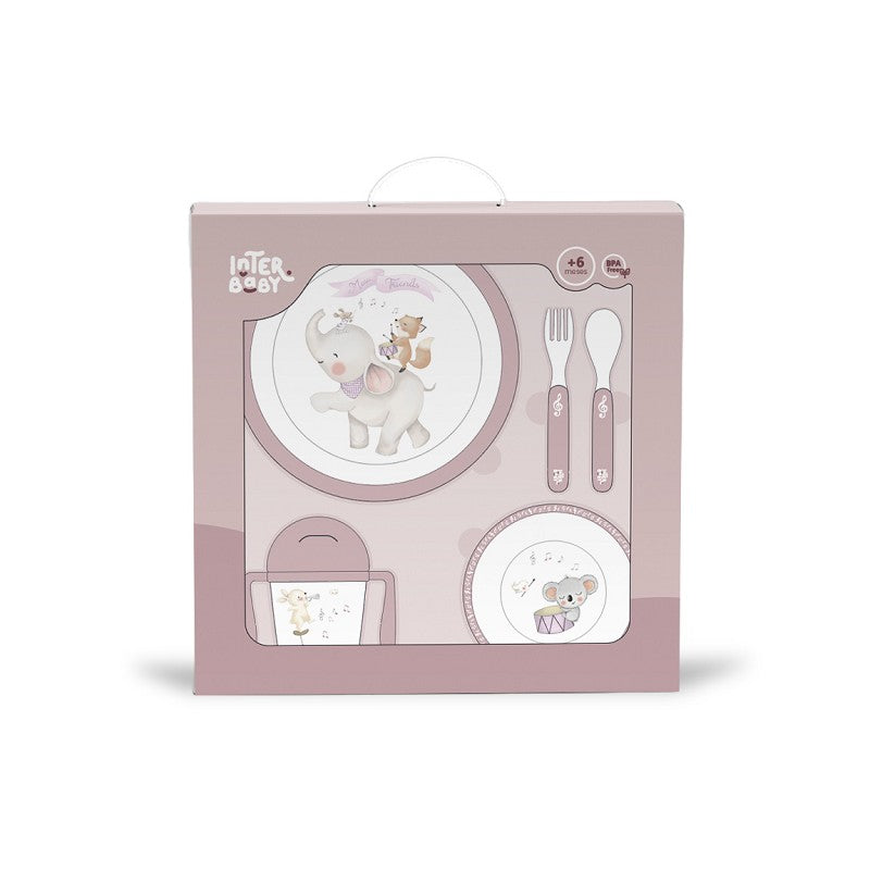 SET VAJILLA MUSIC ROSA 5 PCS INTERBABY