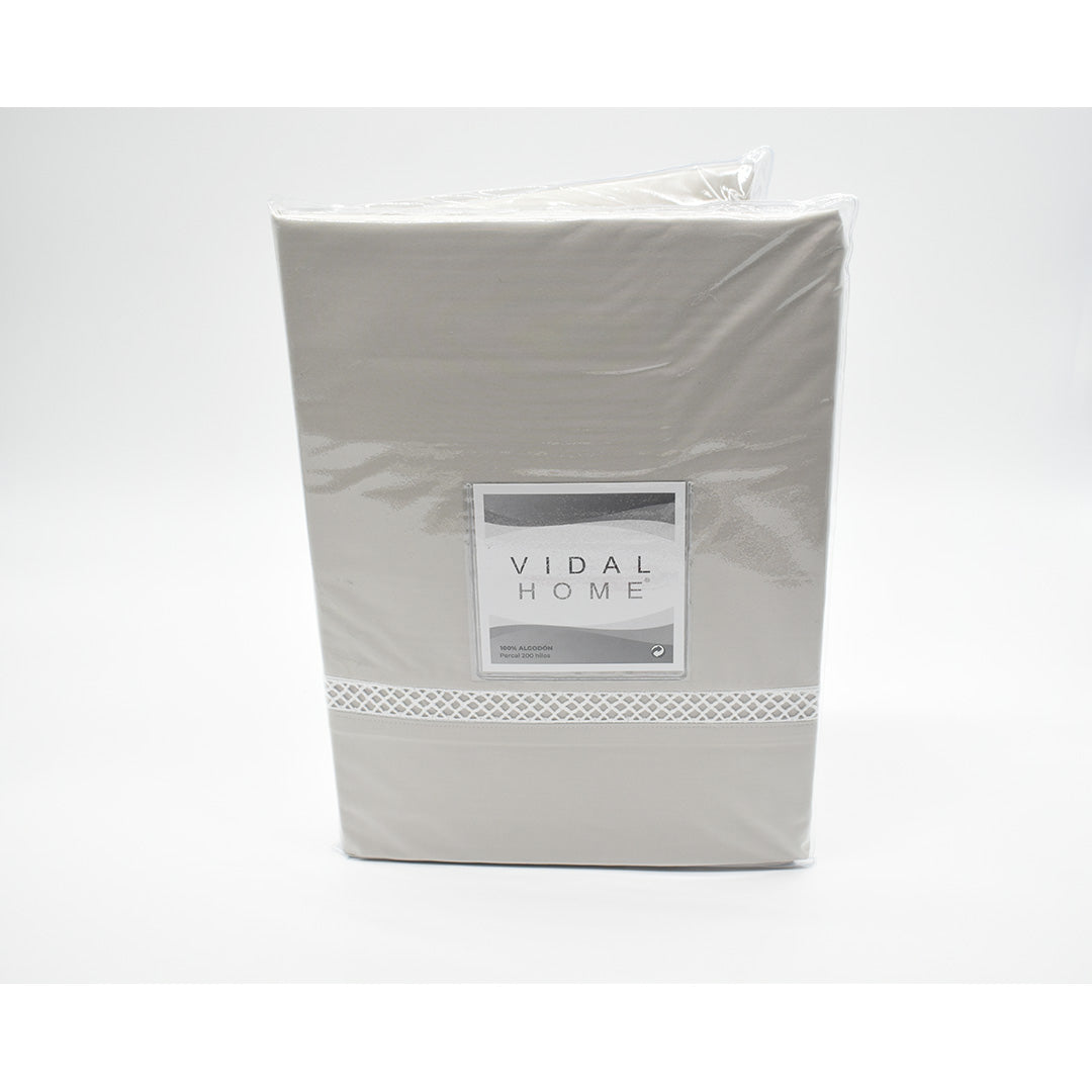 JUEGO SÁBANAS TELA PERCAL C885TAP1 BEIGE VIDAL HOME