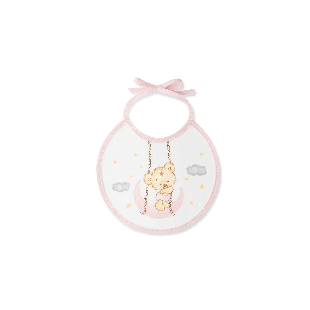 PACK 2 BABEROS OSITO LUNA ESTRELLAS 20X20 ROSA INTERBABY