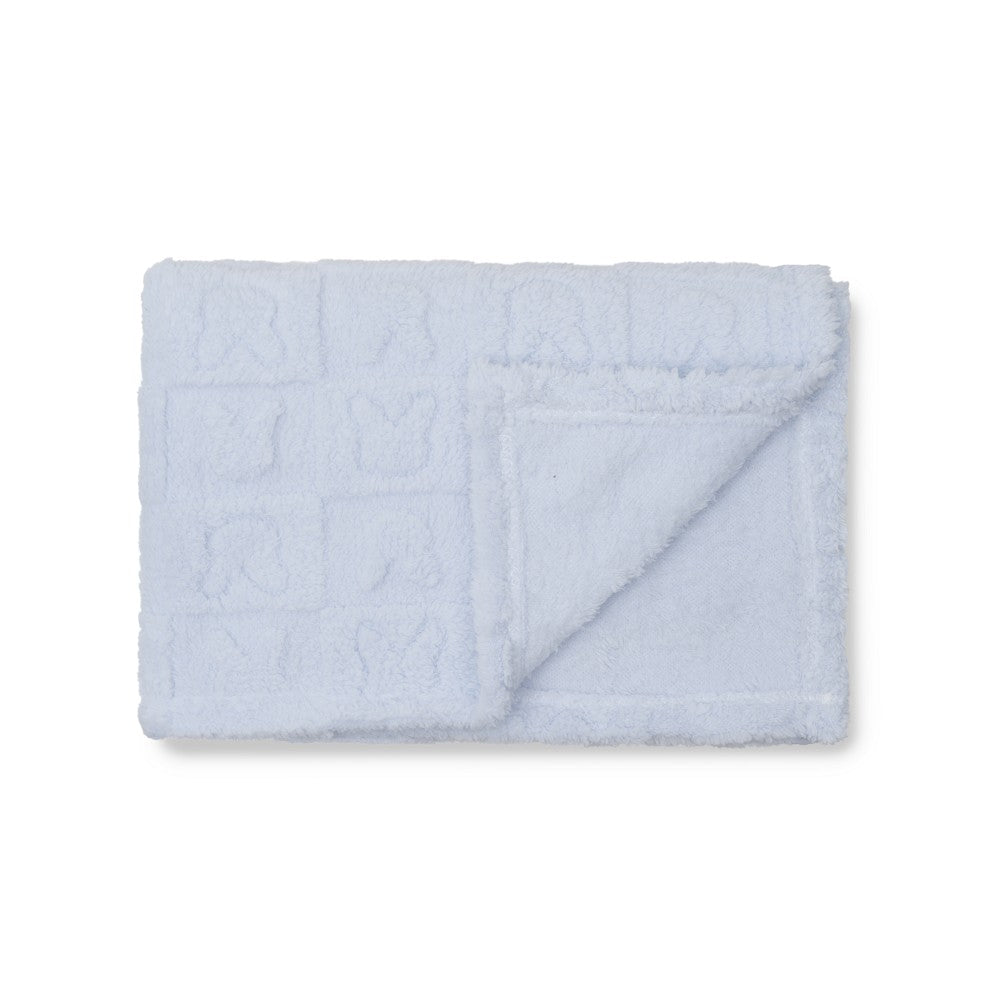 MANTA SHERPA GRABADA 80X110 CONEJITOS AZUL INTERBABY