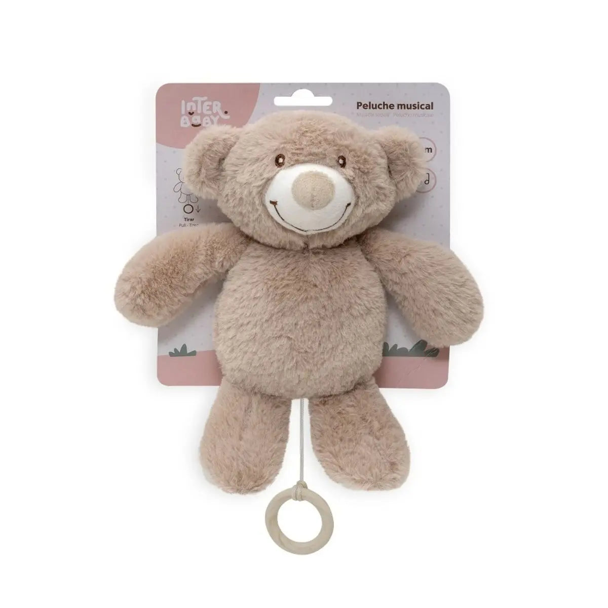 PELUCHE MEDIANO  MUSICAL MODELO BEAR FLORES PETALOS ROSA INTERBABY
