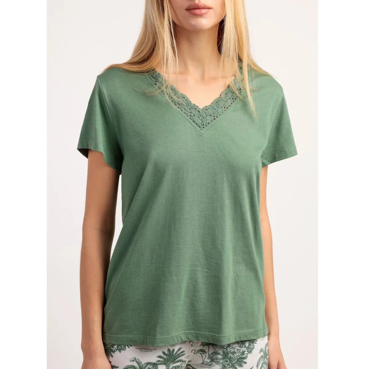 PIJAMA MUJER MANGA CORTA 64131 VERDE HOJA ADMAS