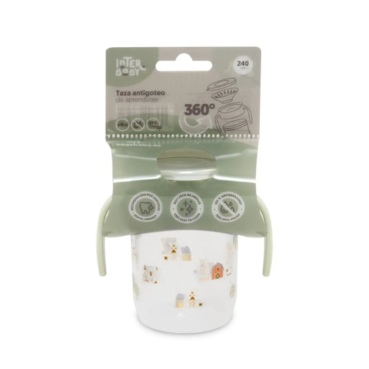 VASO ANTIGOTEO APRENDIZAJE MODELO GRANJA KOALA VERDE INTERBABY