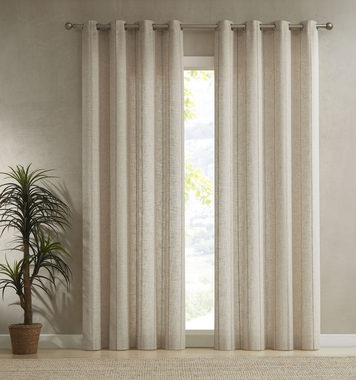 VISILLO RUSTICO LINO RAYA TOSTADA VD-5334 CRUDO CAMALTEX