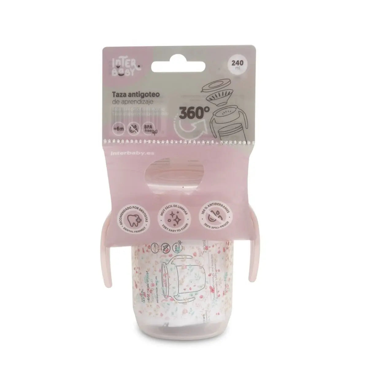 VASO ANTIGOTEO APRENDIZAJE MODELO FLORES PETALOS ROSA INTERBABY