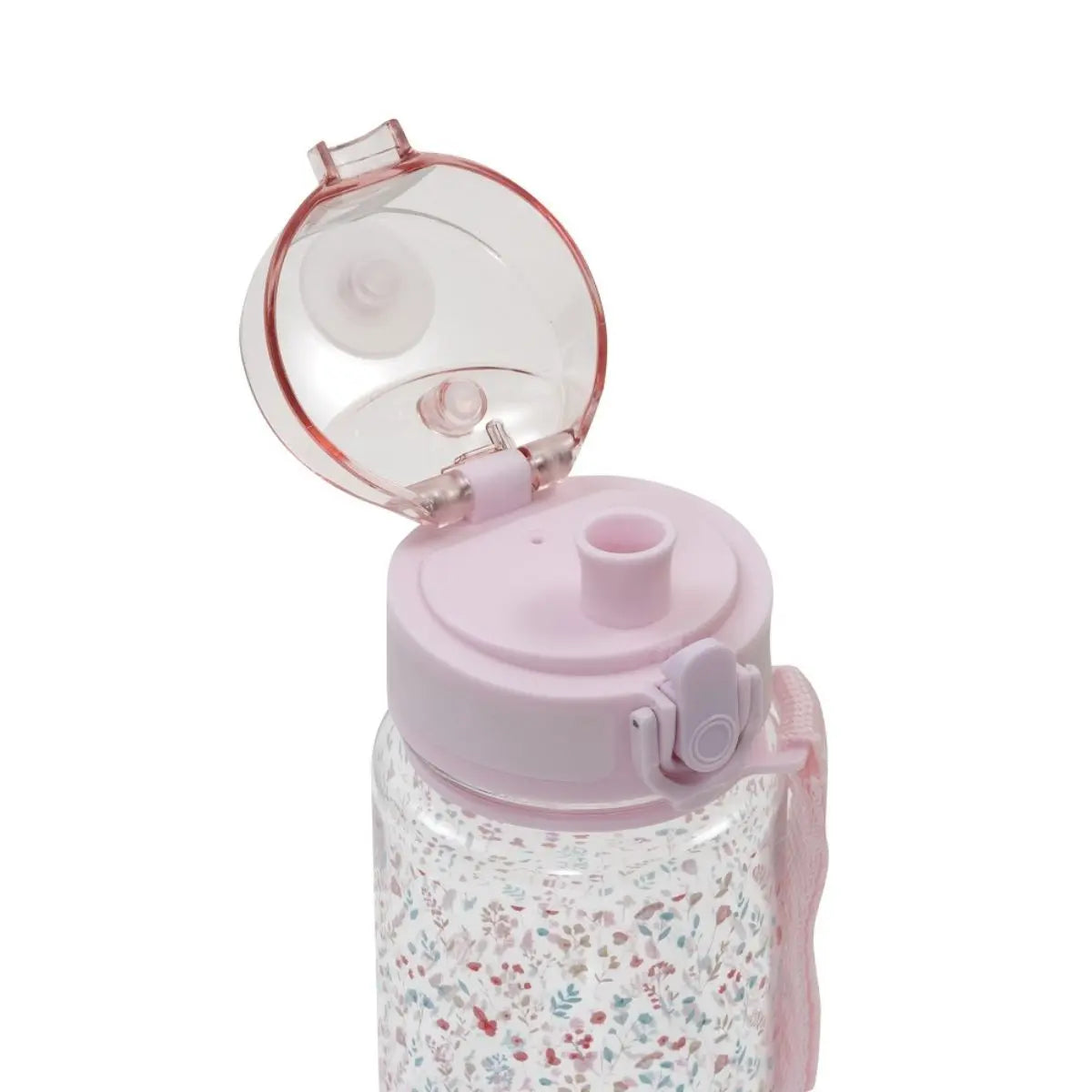 BOTELLA DE AGUA CON PAJITA MODELO PETALOS ROSA INTERBABY