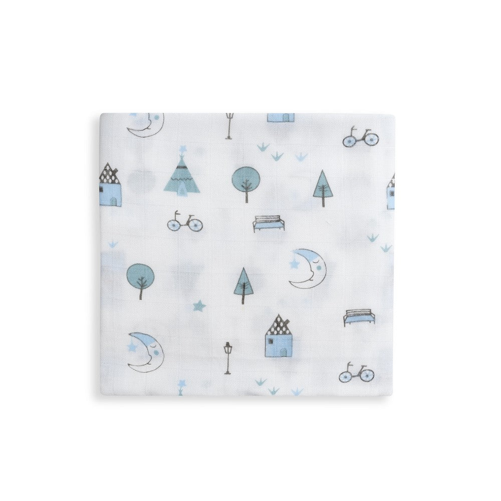 PACK 3 GASAS BAMBÚ 55X70 MOON AZUL INTERBABY