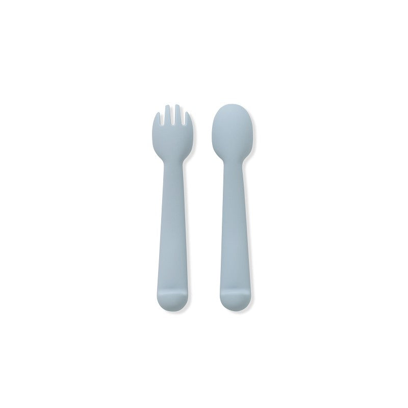 CUCHARA Y TENEDOR SILICONA S1009-73 AZUL GRISÁCEO INTERBABY