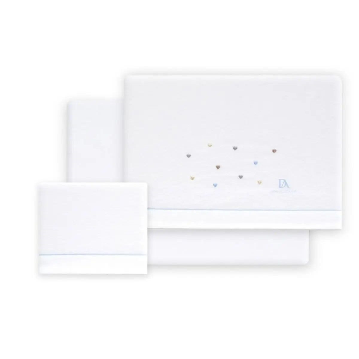 TRIPTICO FRANELA CORAZONES BCO/AZUL DON ALGODON