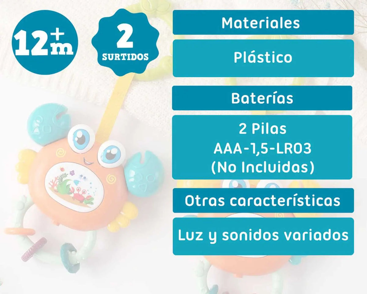 JUGUETE MUSICAL CANGREJO 15X15CM 3966 KIOKIDS
