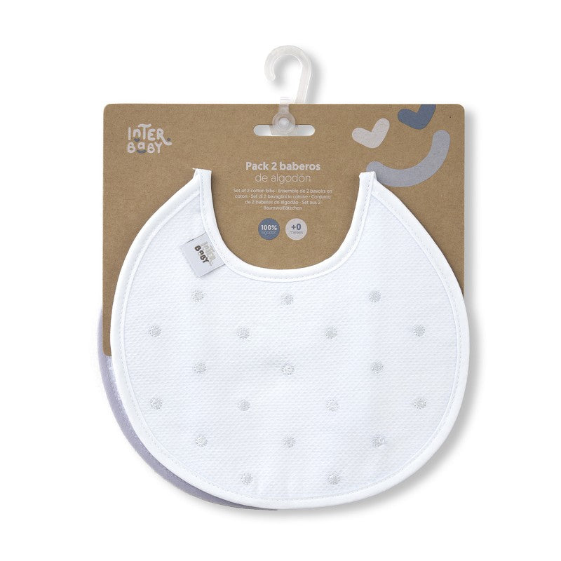 PACK 2 BABEROS R2 R-18 BLANCO-GRIS INTERBABY