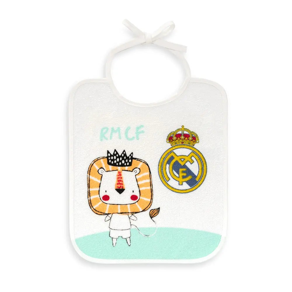PACK 2 BABEROS RIZO PLASTIFICADO CUADRADO REAL MADRID LEÓN EMIRATES BLANCO