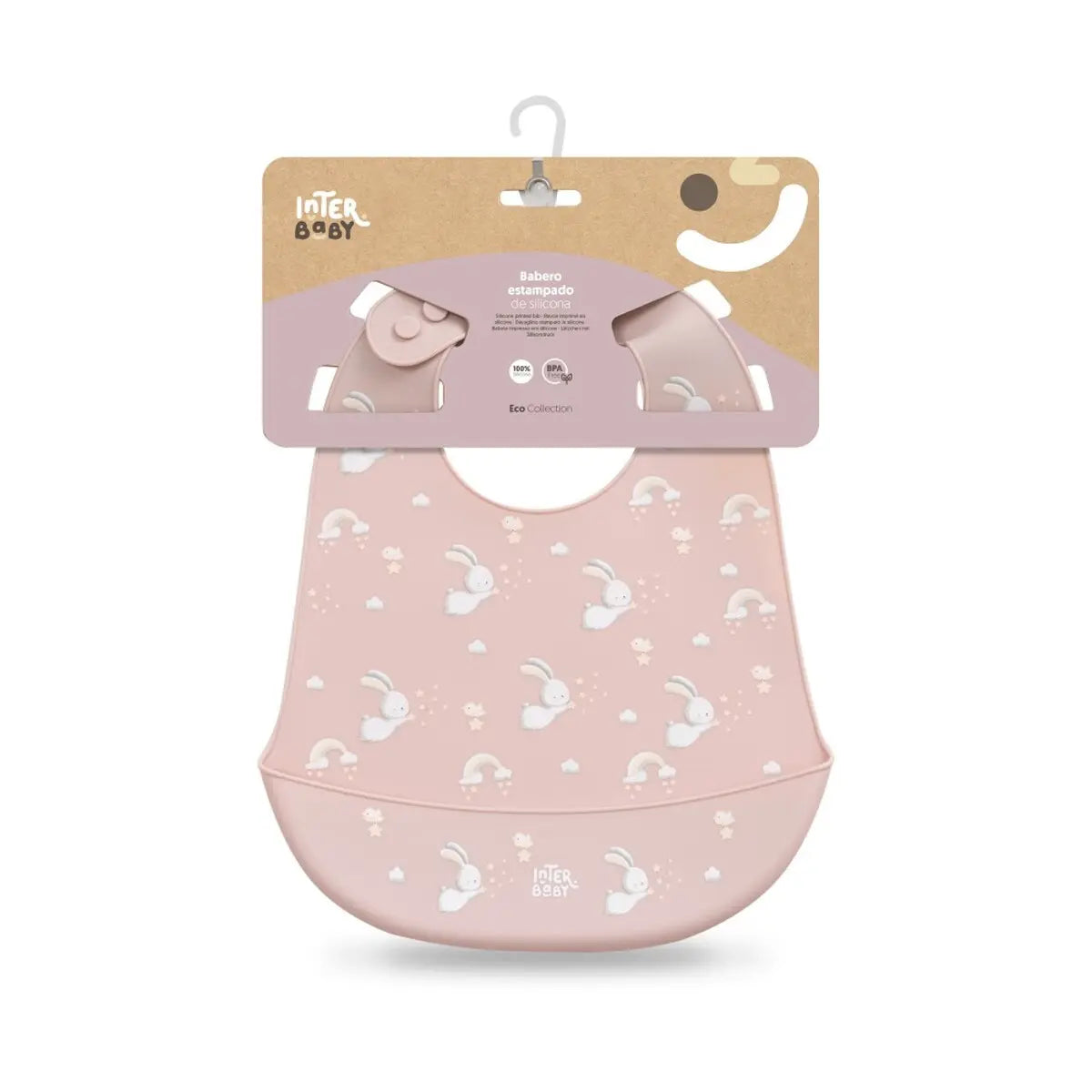 BABERO SILICONA ESTAMPADO CONEJITOS MAQUILLAJE INTERBABY