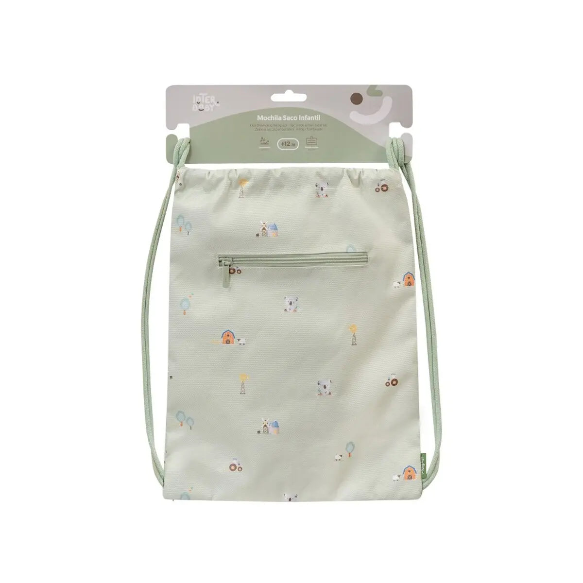 MOCHILA SACO INFANTIL MODELO GRANJA KOALA VERDE INTERBABY