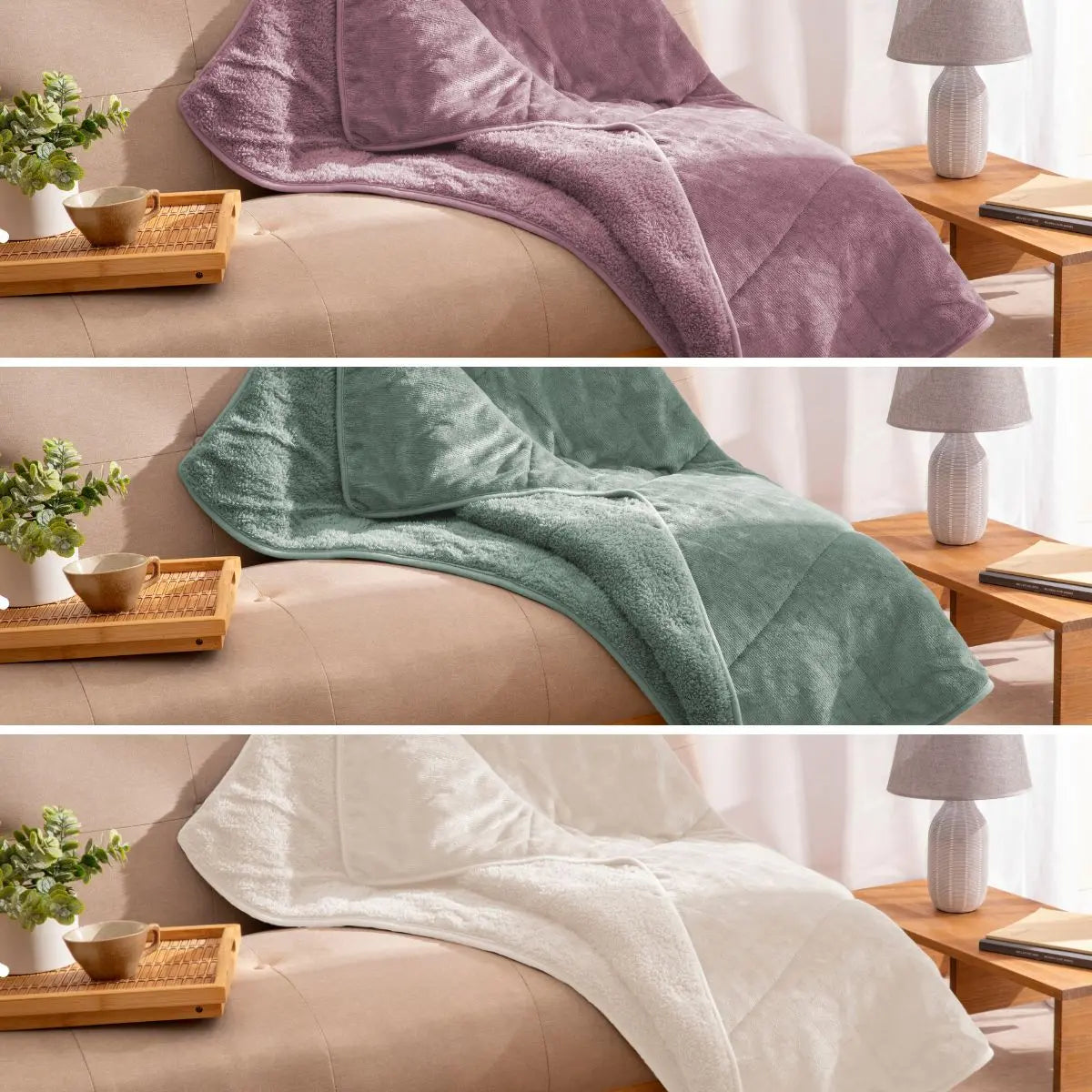 PLAID SHERPA LISO MAQUILLAJE 130X160 KARAMELO