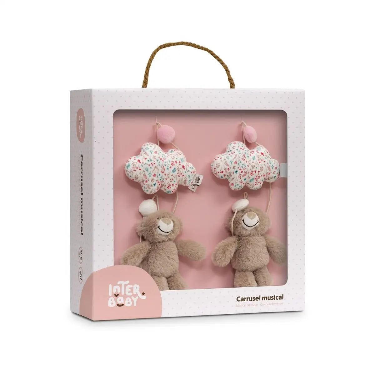 CARRUSEL CUNA MODELO BEAR FLORES PETALOS ROSA INTERBABY