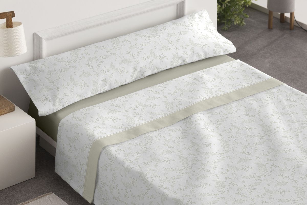 JUEGO DE SABANAS TELA DORVEL 870 VERDE BURRITO BLANCO