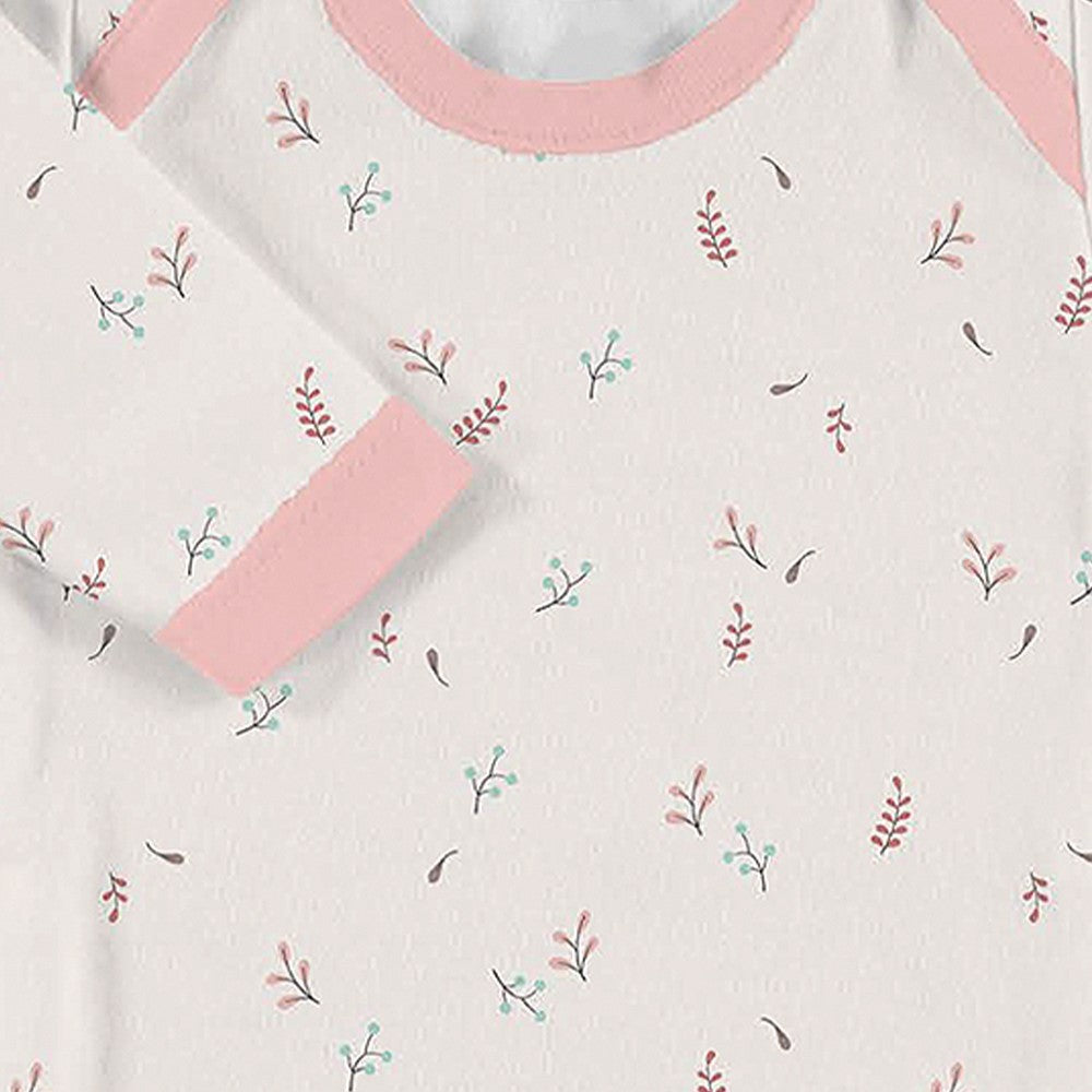 SET REGALO BODY 4 PCS 100% ALG T 0-6M FLORES BOTANICO BEIGE-ROSA INTERBABY