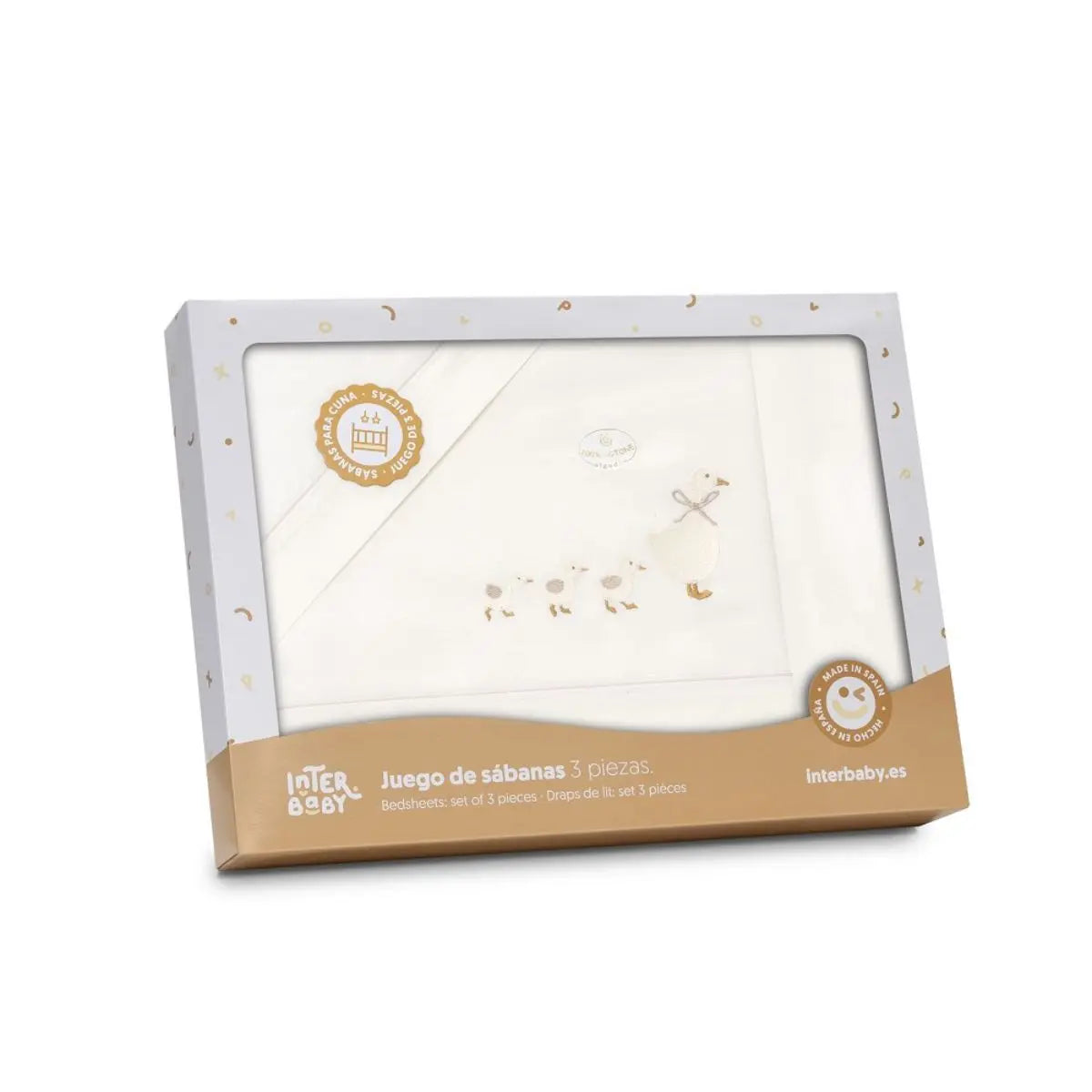 TRIPTICO TELA PATITOS FAMILIA BEIG INTERBABY