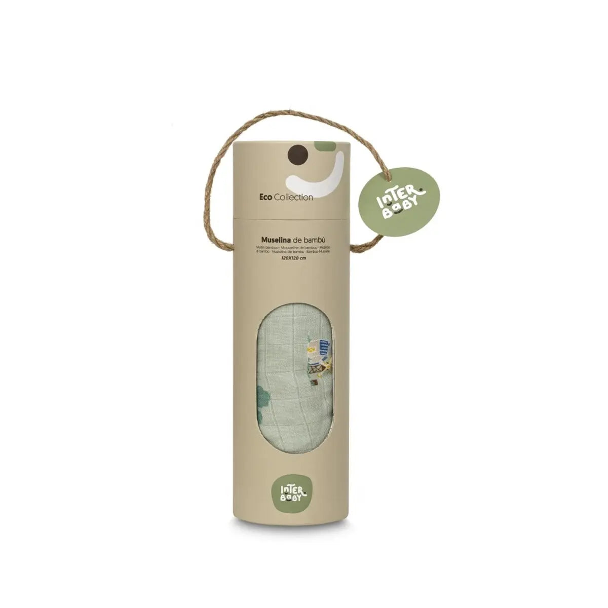 MUSELINA 120 x 120 MODELO GRANJA KOALA VERDE INTERBABY