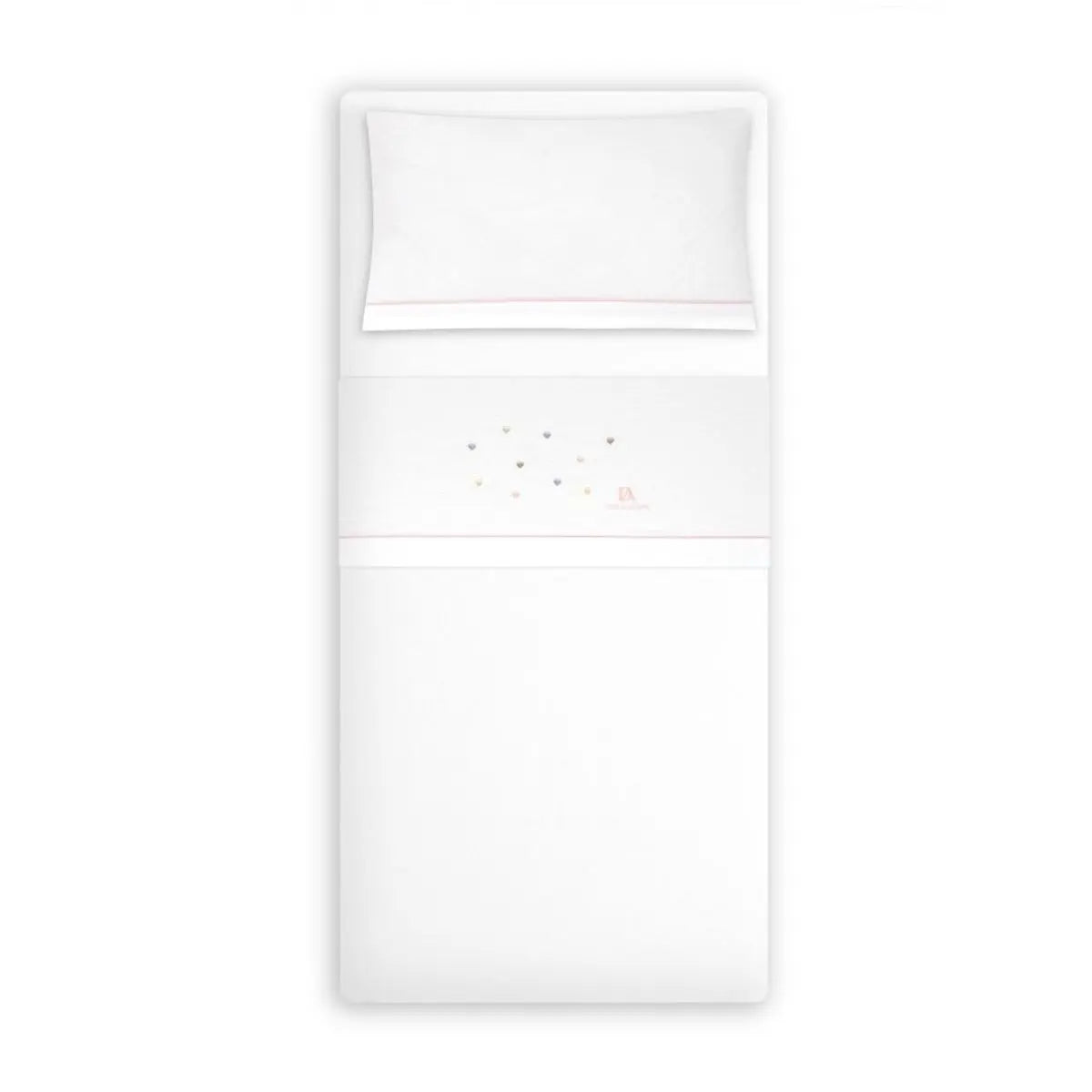 TRIPTICO FRANELA CORAZONES BCO/ROSA DON ALGODON