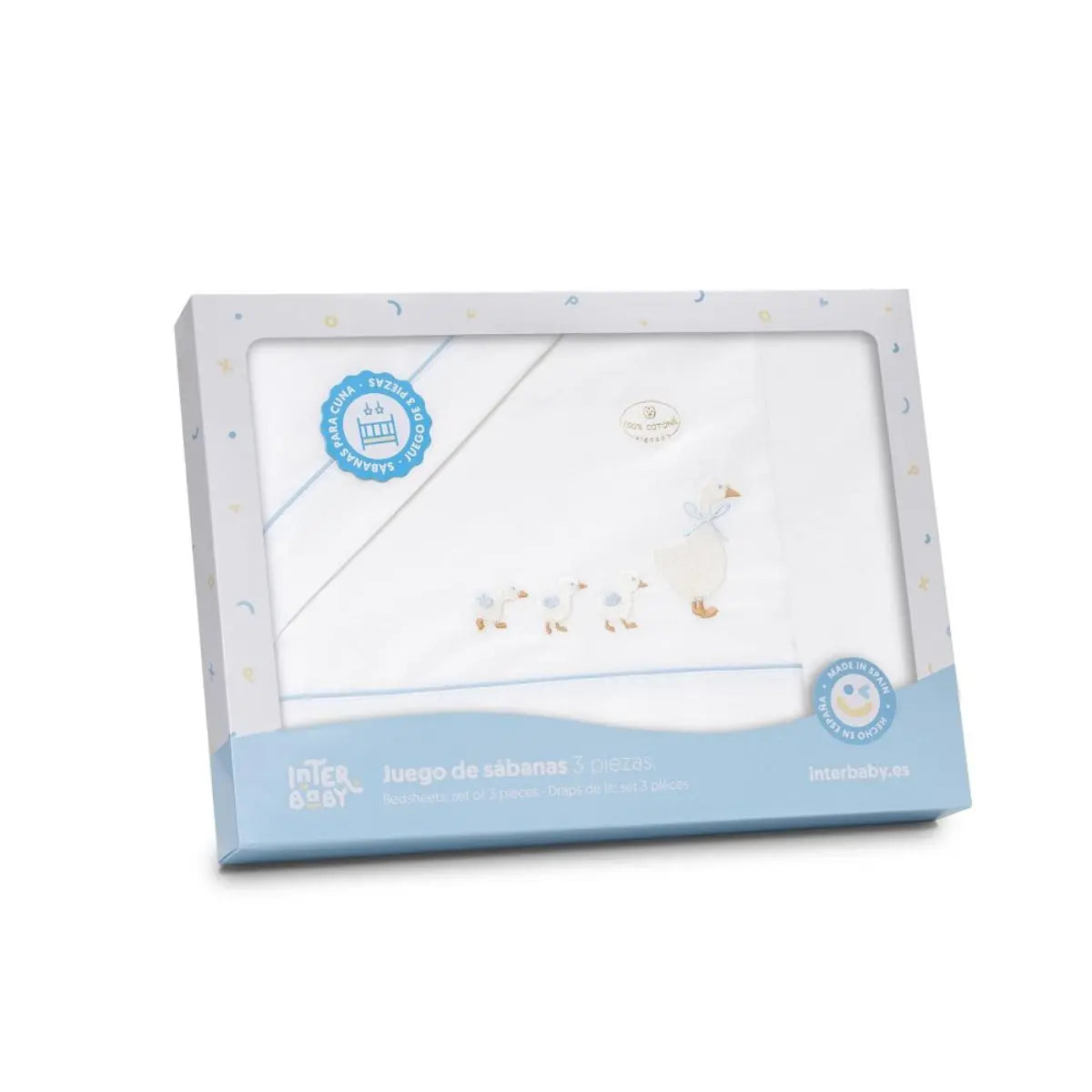 TRIPTICO TELA PATITOS FAMILIA BCO/AZUL INTERBABY