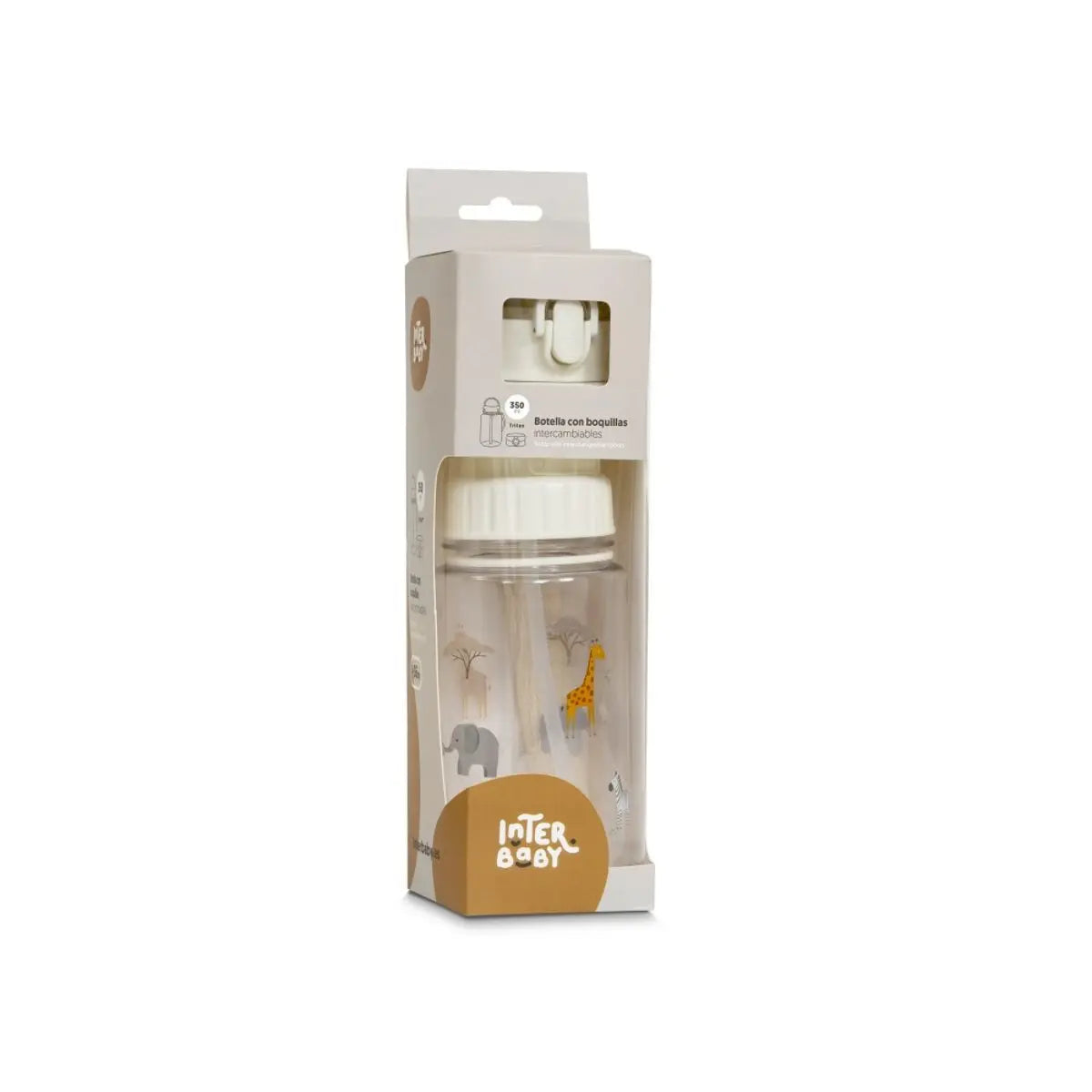 BOTELLA DE AGUA CON PAJITA MODELO SAVANNA BEIGE INTERBABY