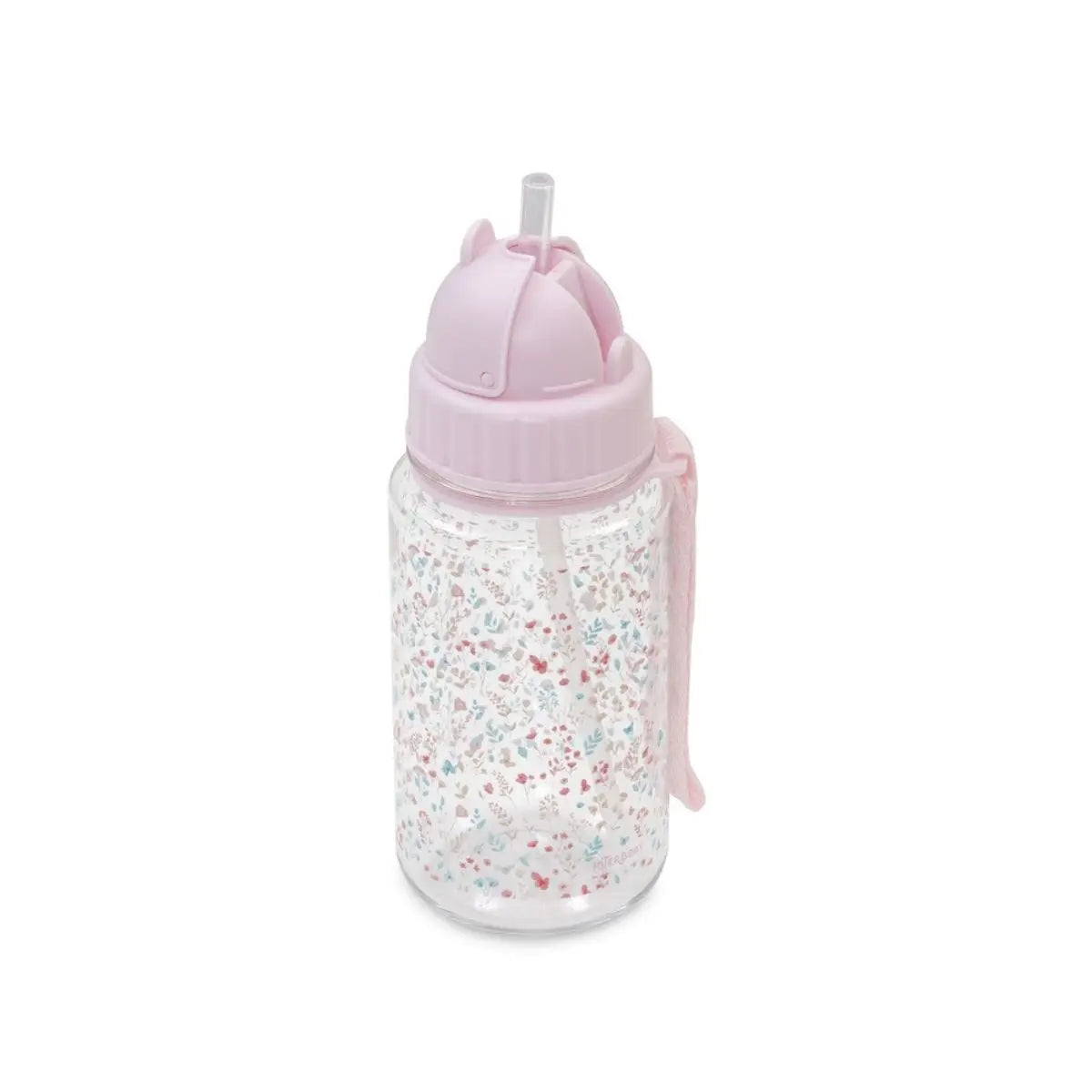 BOTELLA DE AGUA CON PAJITA MODELO PETALOS ROSA INTERBABY