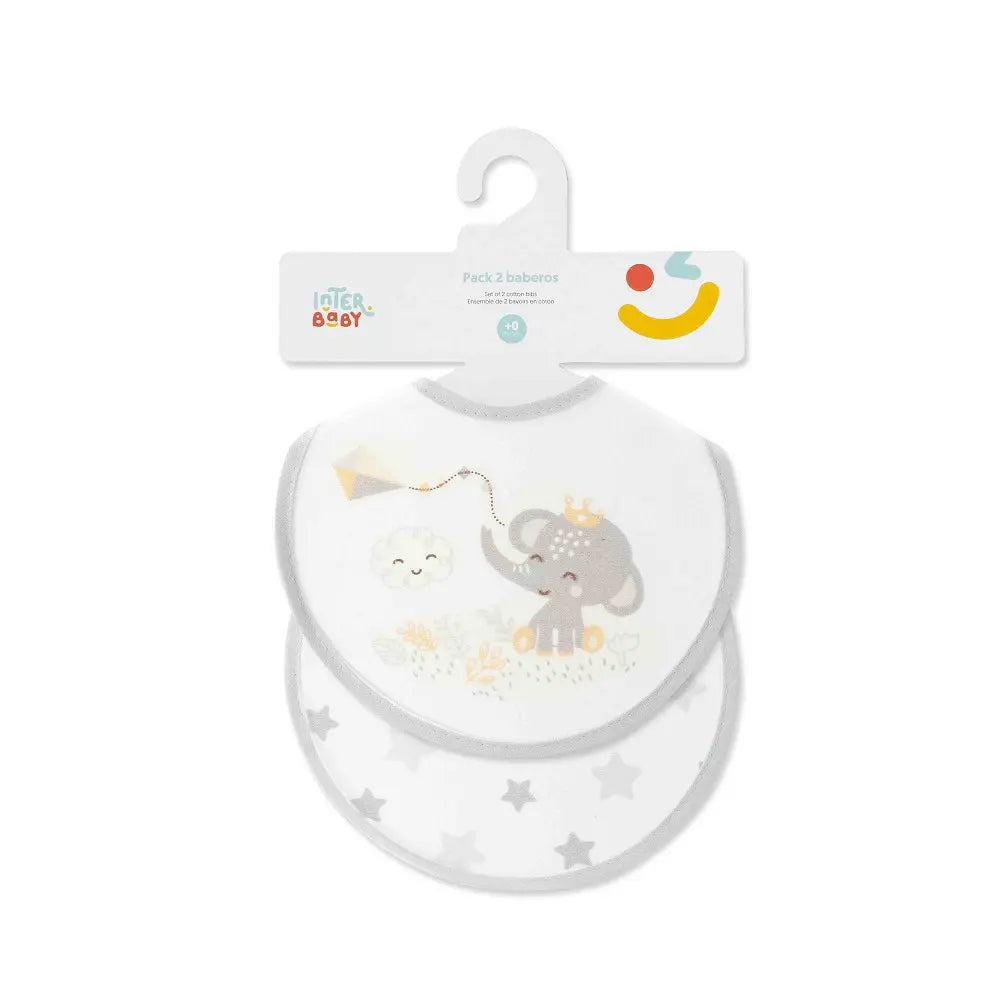 PACK 2 BABEROS CACHIRULO ESTRELLAS 20X20 GRIS INTERBABY